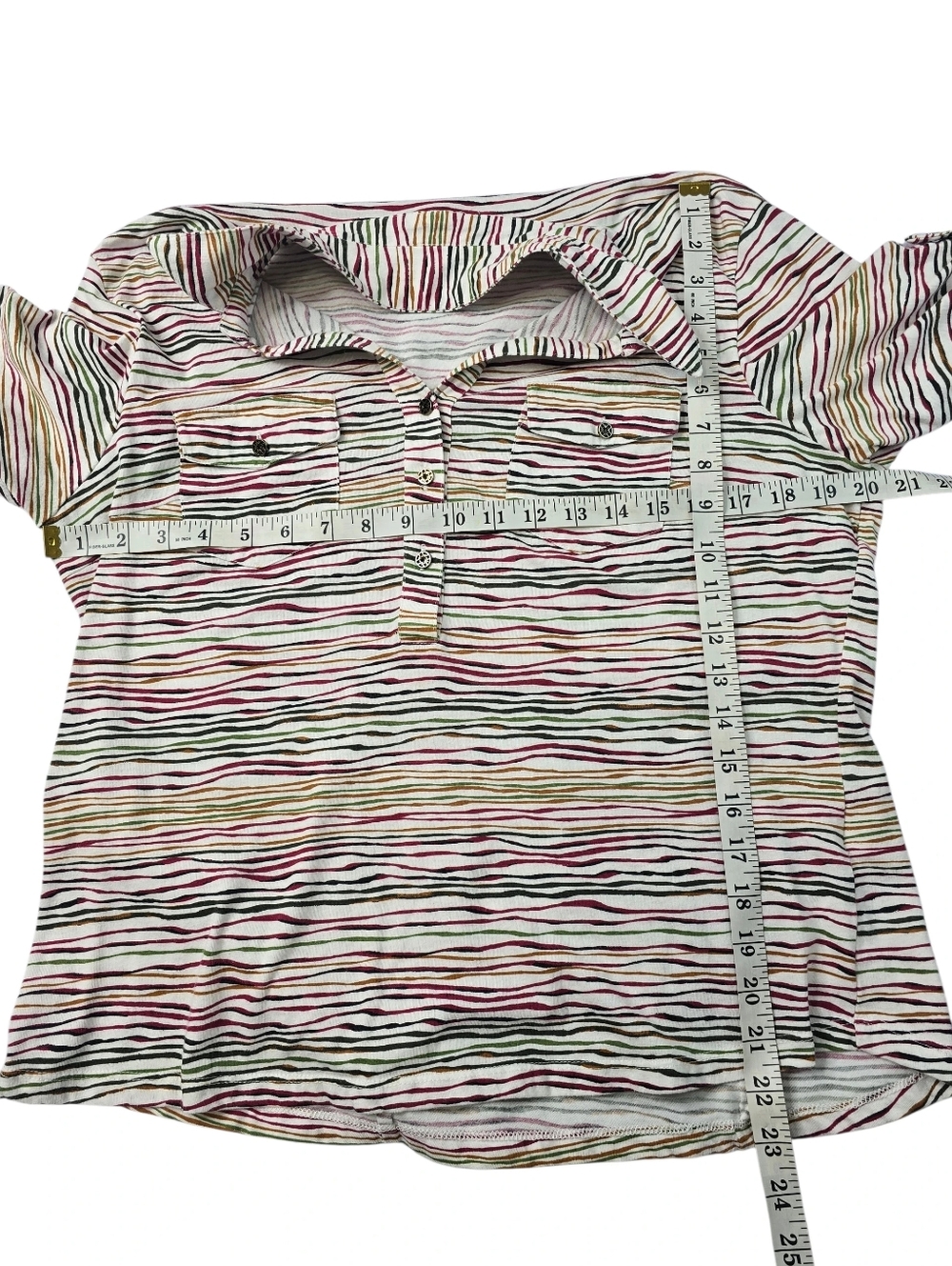 Cathy Daniels striped button-front blouse - Picture 5 of 5